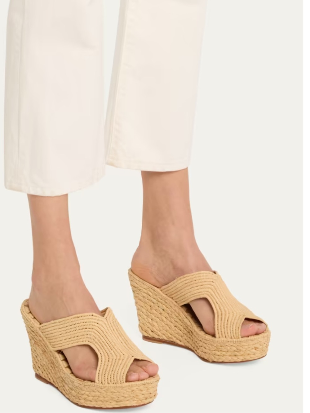 Carrie Forbes Lina Cutout Slide Wedge sandals in natural 39 NWOT